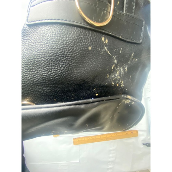 Black Faux Leather Crossbody Bag With Gold Hardware - Picture 2 of 9